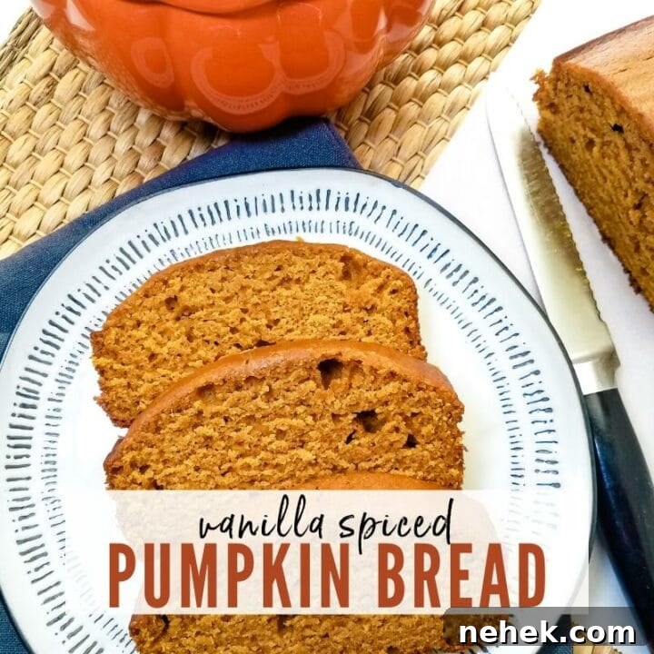 slices of vanilla spiced pumpkin bread on a plate