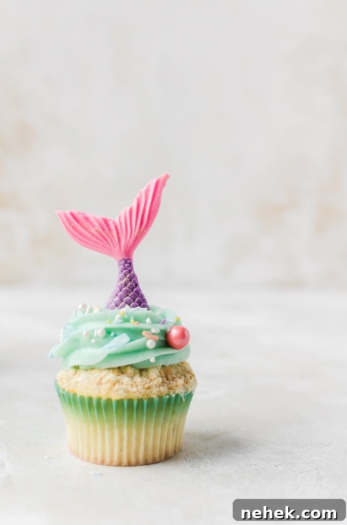 single mermaid cupcake close up