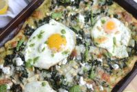 Green Veggie Breakfast Pizza with Spinach and Herbs