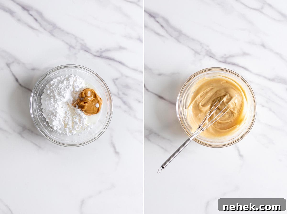 Make peanut butter glaze for PB&J pop tarts.