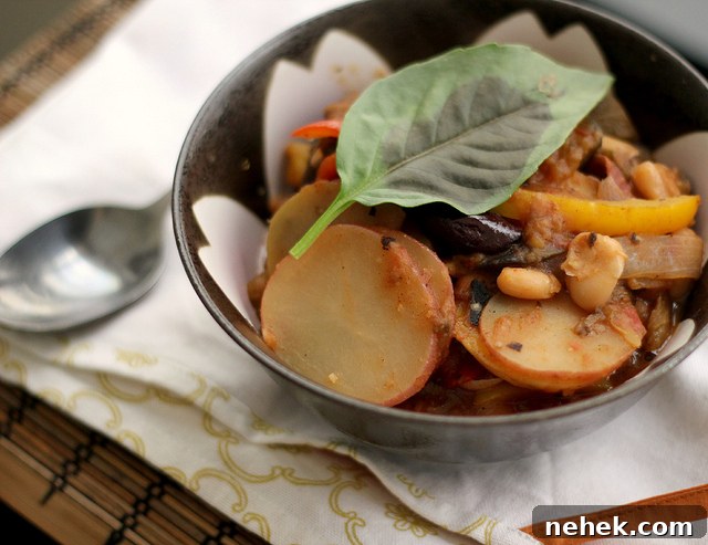 Calabrese Romano Bean & Potato Ragout Recipe 4 summer potatoes stewed with eggplant, peppers and olives