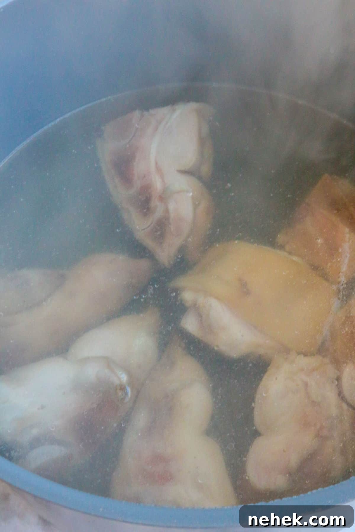 Pigs' feet boiling in water
