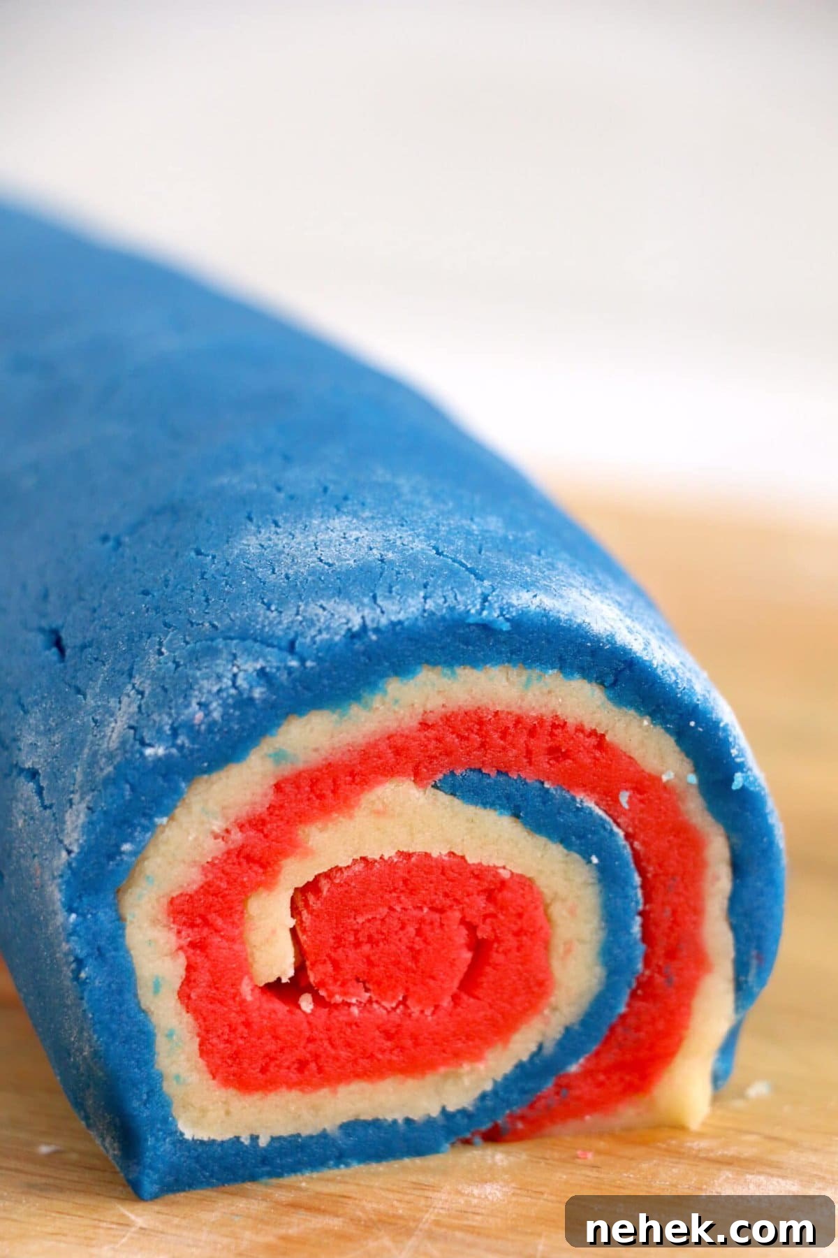 Patriotic Red, White & Blue Sugar Cookie Recipe 12 cookies rolled together
