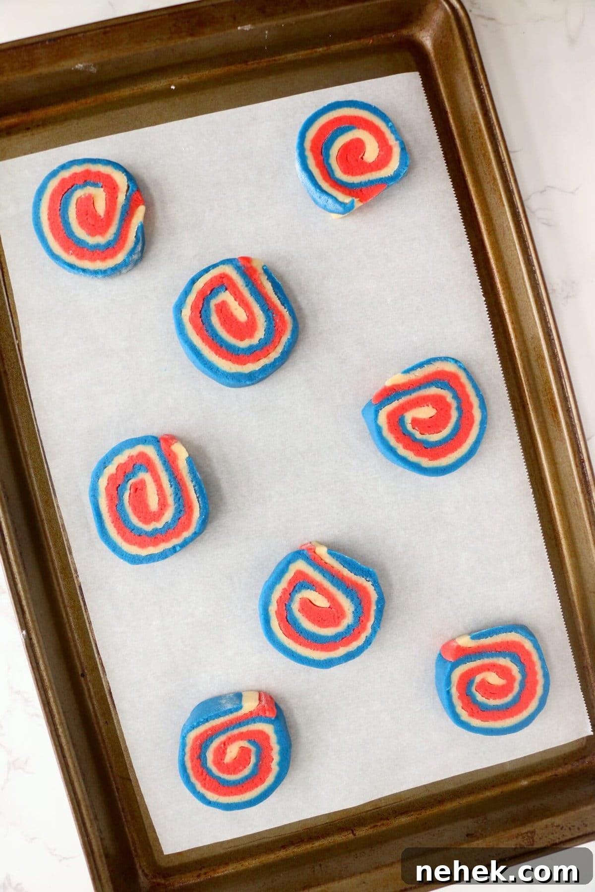 Patriotic Red, White & Blue Sugar Cookie Recipe 13 cookies on the cookie sheet