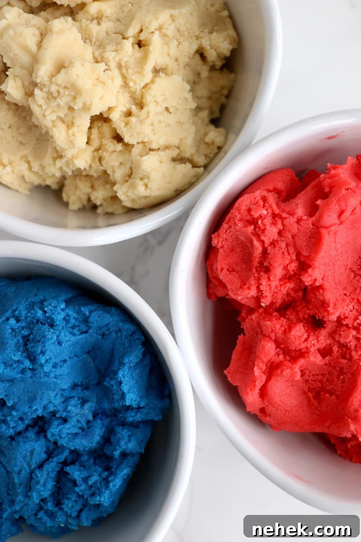 Patriotic Red, White & Blue Sugar Cookie Recipe 8 cookie dough separated