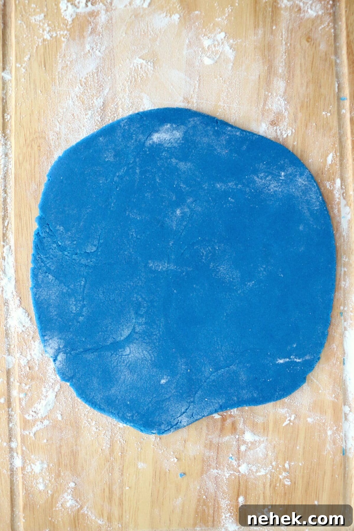 Patriotic Red, White & Blue Sugar Cookie Recipe 9 blue dough rolled out