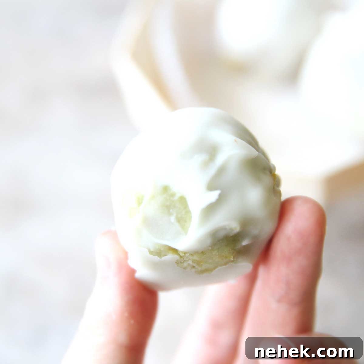 Avocado protein balls close-up