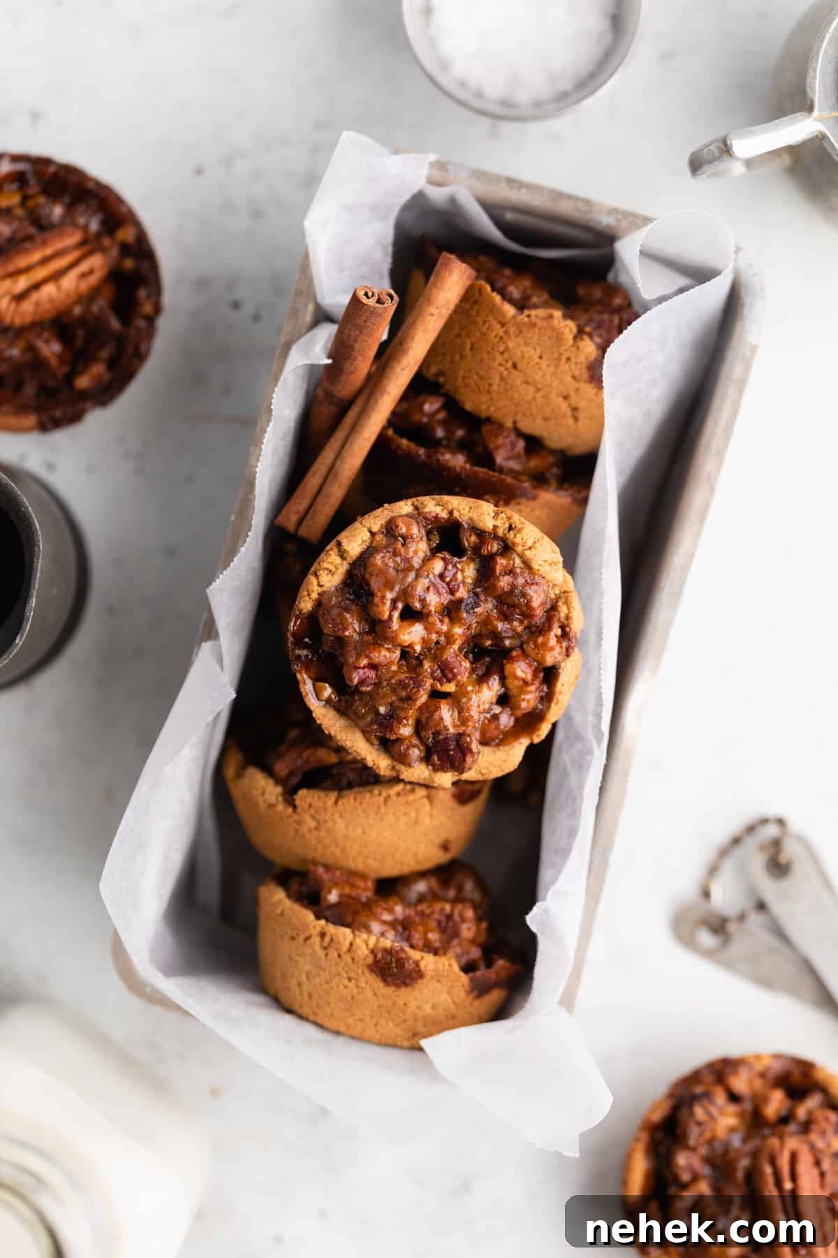 mini pecan pies in dish
