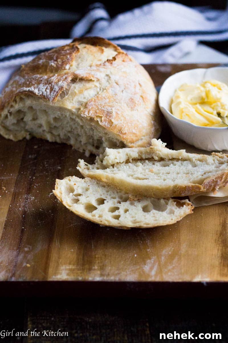 Seriously Crispy No-Knead Bread Recipe for Crunchy Crust 3 Crispy No Knead Bread - Girl and the Kitchen