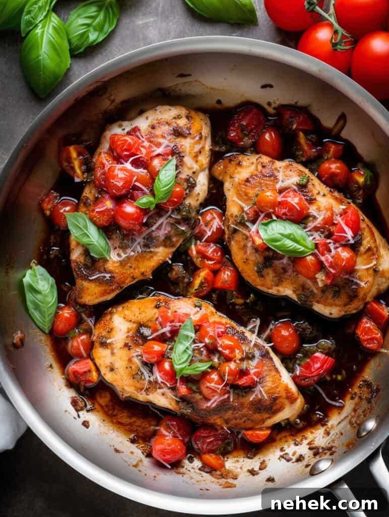 One-Pan Bruschetta Chicken Recipe with Tomato Basil Topping 5 one-pan chicken bruschetta