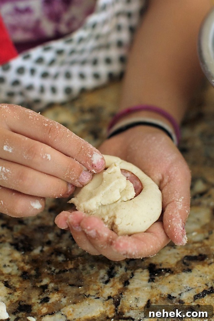 Cooking with Kids: Pigs in Pillows, enclosing sausage in dough
