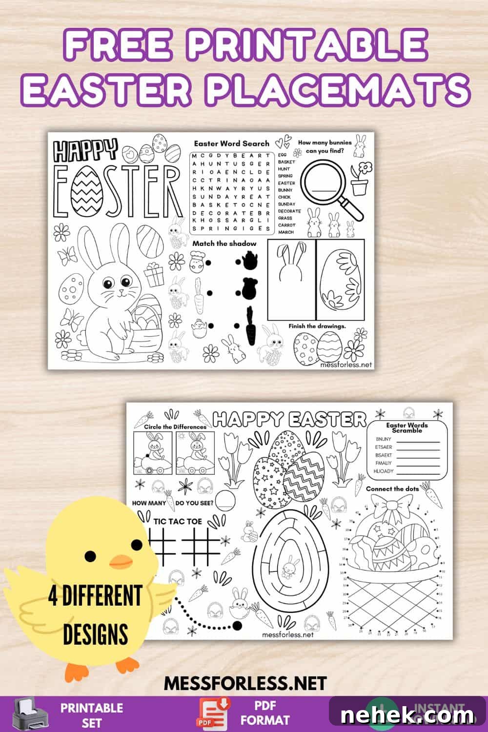 Printable Easter Placemats You Can Download and Color 2 Free Printable Easter Placemats Pin