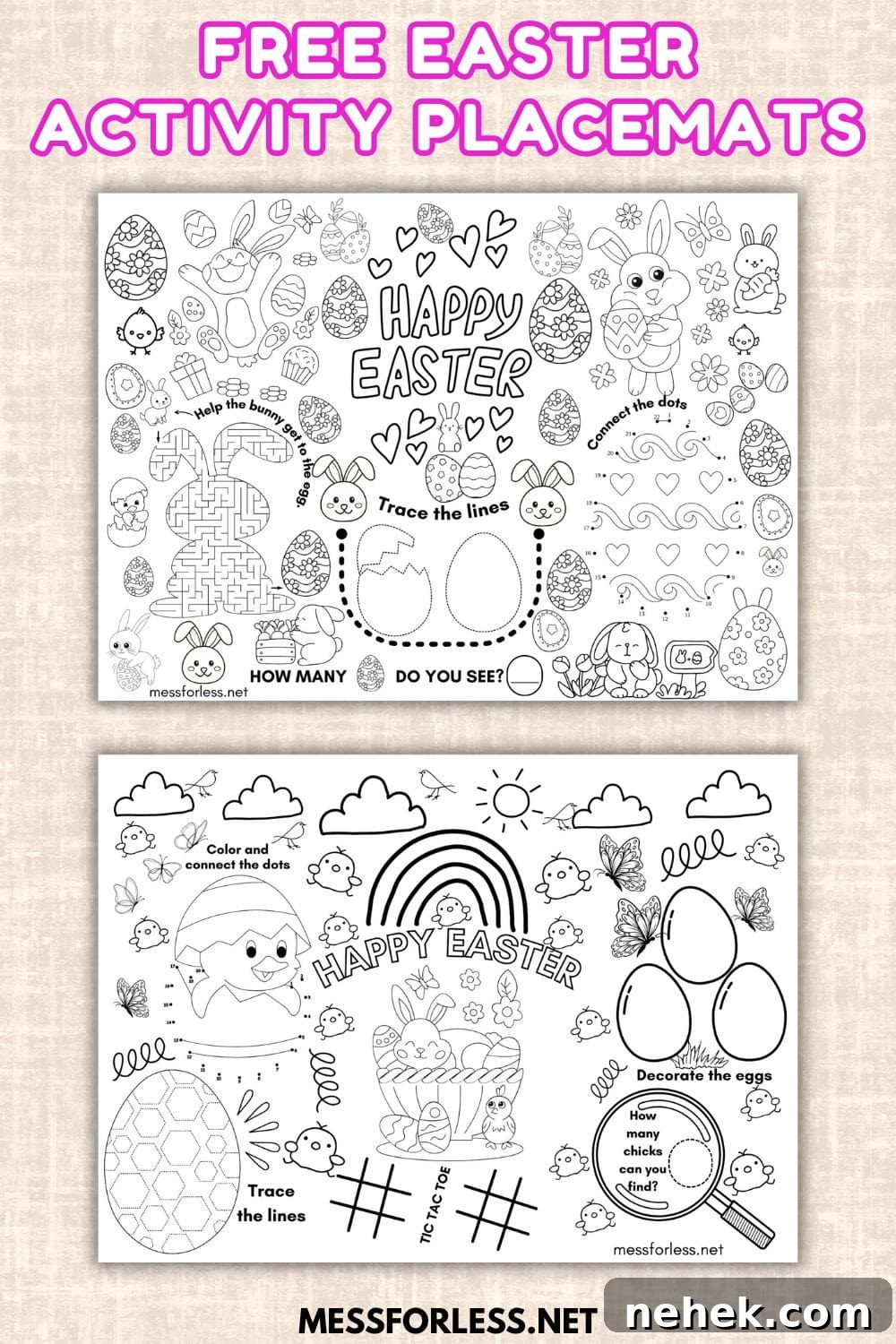 Printable Easter Placemats You Can Download and Color 4 Free easter placemats