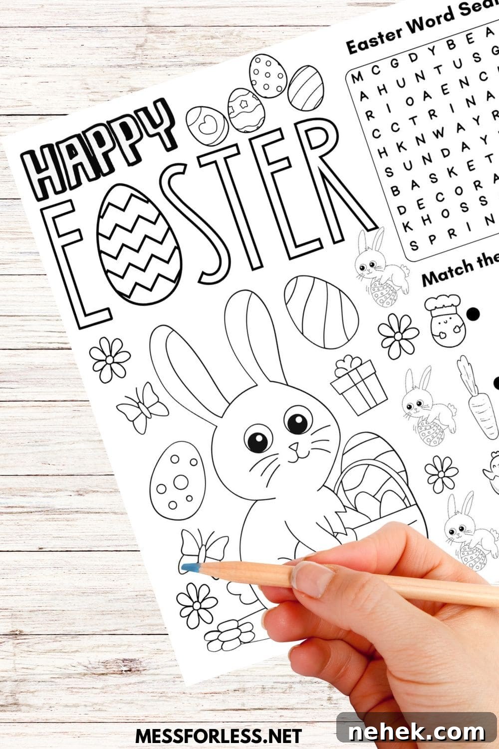 Printable Easter Placemats You Can Download and Color 5 child's hand coloring an easter placemat