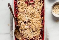 Strawberry Rhubarb Crisp Recipe with Oat Crumble