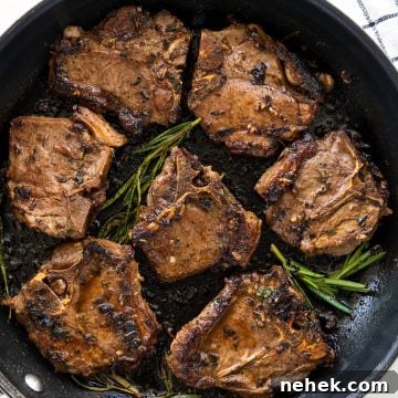 Crispy Pan-Seared Lamb Chops with Garlic Herb Butter 6 Lamb chops pan-seared and infused with mediterranean flavor from the marinade.