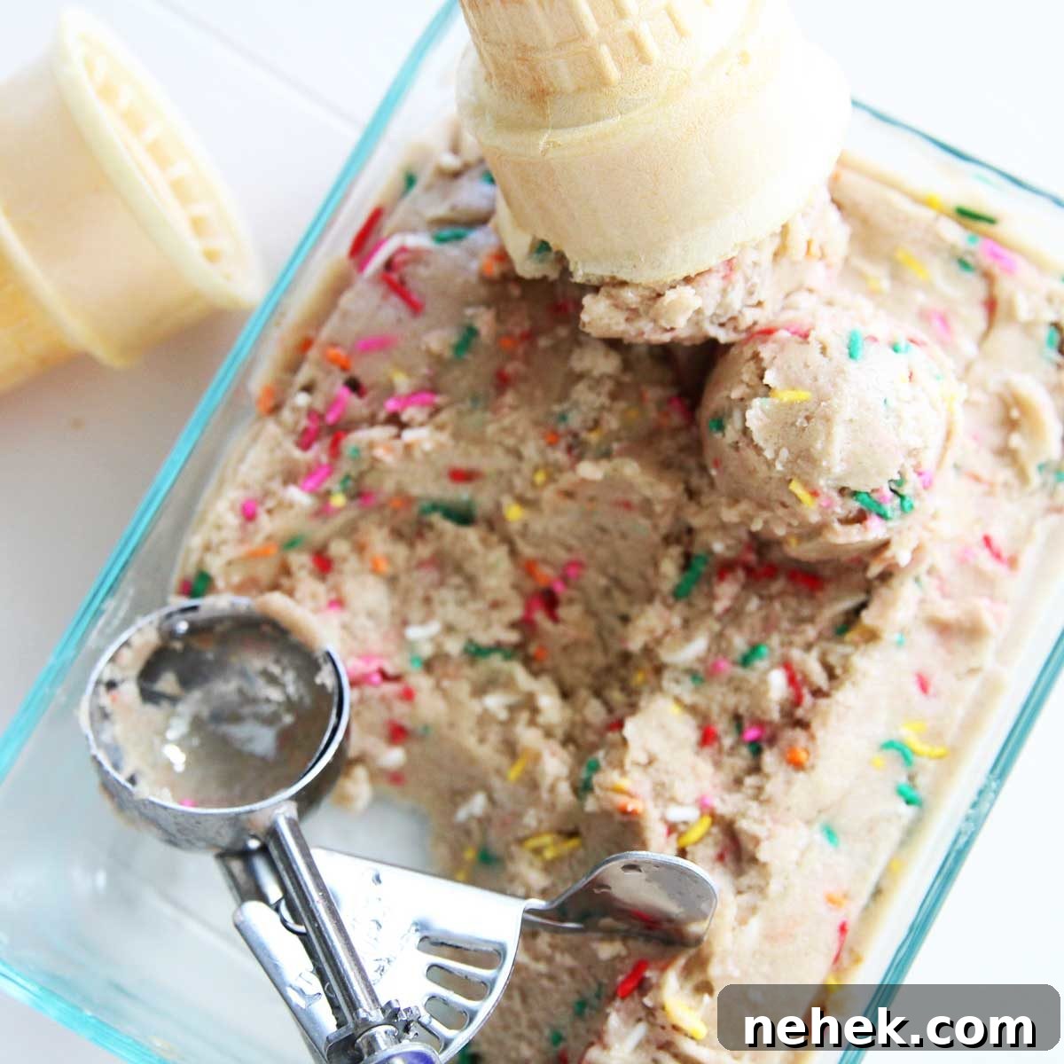 Vanilla Birthday Cake Nice Cream: Dairy-Free Homemade 3 Confetti Birthday Cake Nice Cream close up