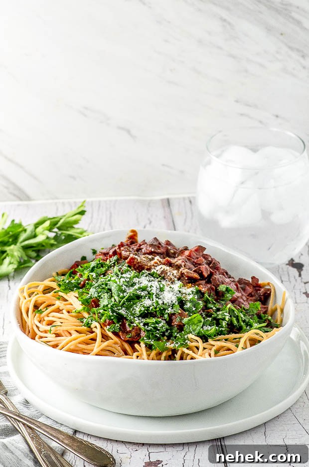 High-Protein Mushroom Pasta Recipe for Muscle & Energy 7 Side view of a bowl of mushroom pasta