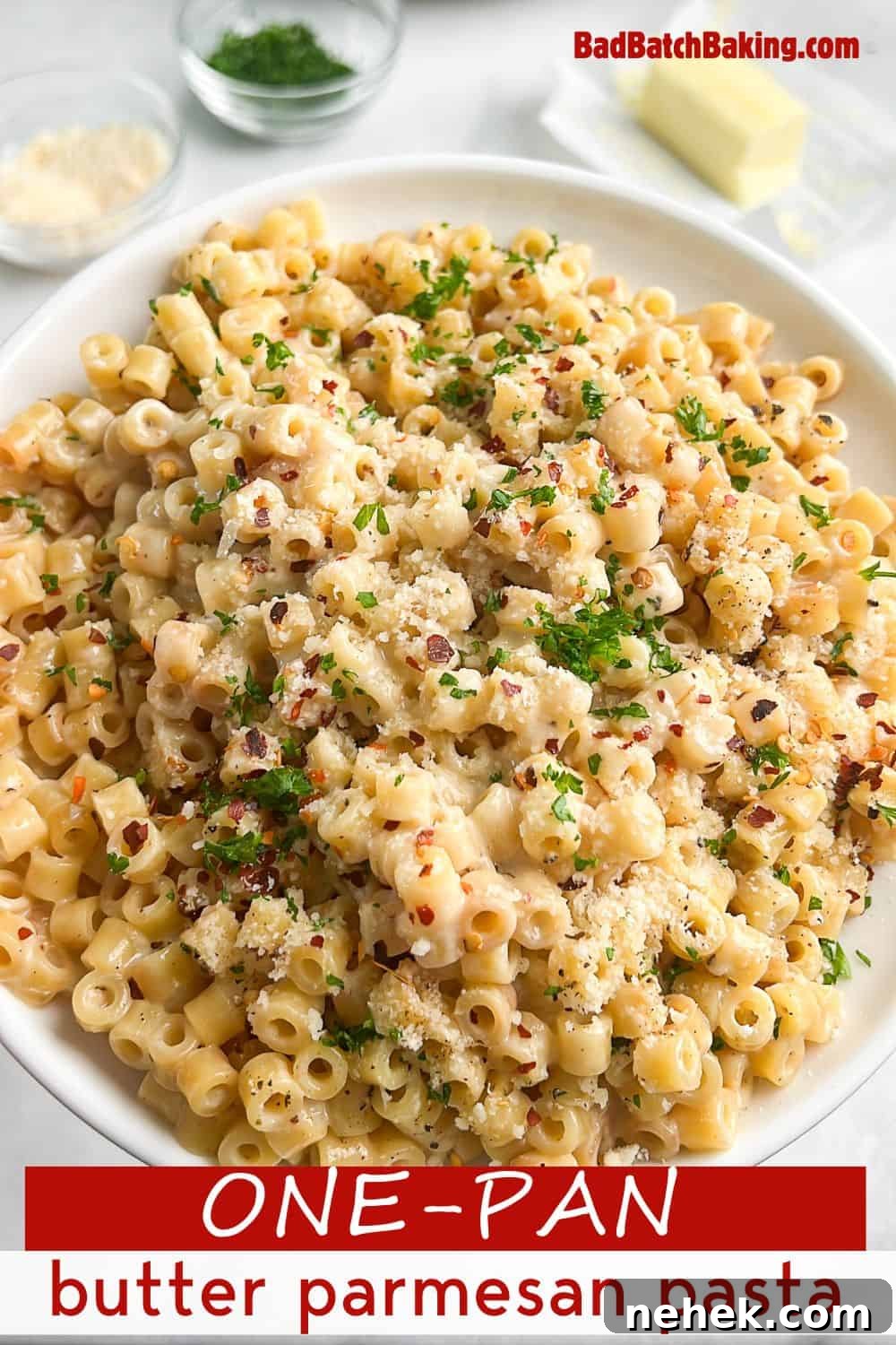 butter parmesan pasta on a plate