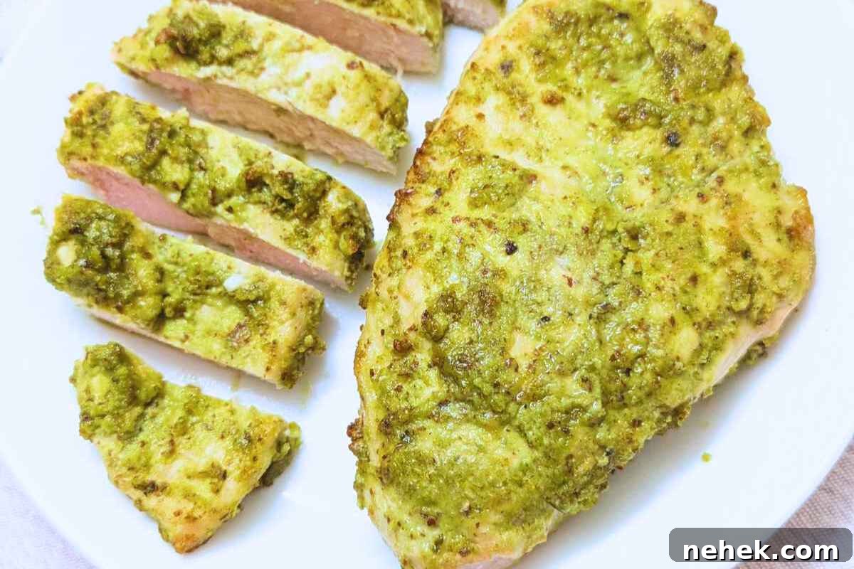 Air Fryer Recipes That’ll Stay on Your Menu Forever 17 Pesto chicken served on a plate