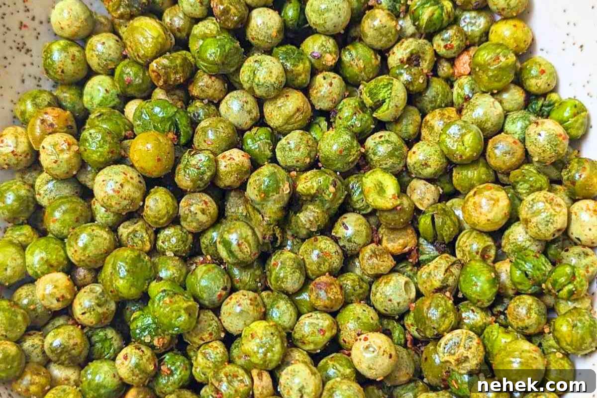 Air Fryer Recipes That’ll Stay on Your Menu Forever 4 Tasty roasted peas close up