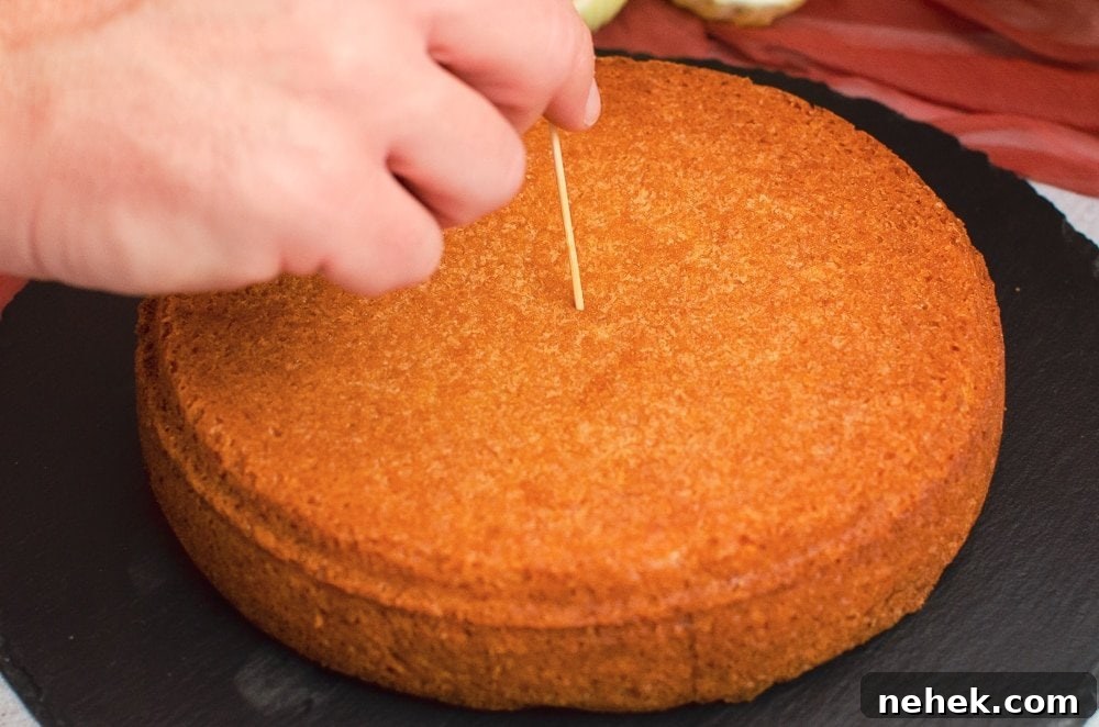 Perfect Lemon Drizzle Cake Recipe — Moist, Zesty Slice 22 Poking holes into the lemon cake with a cocktail stick