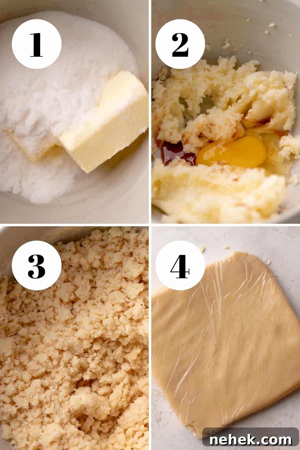 Raspberry Jam Linzer Shortbread Cookies 6 a process collage of the steps for making shortbread linzer cookies.