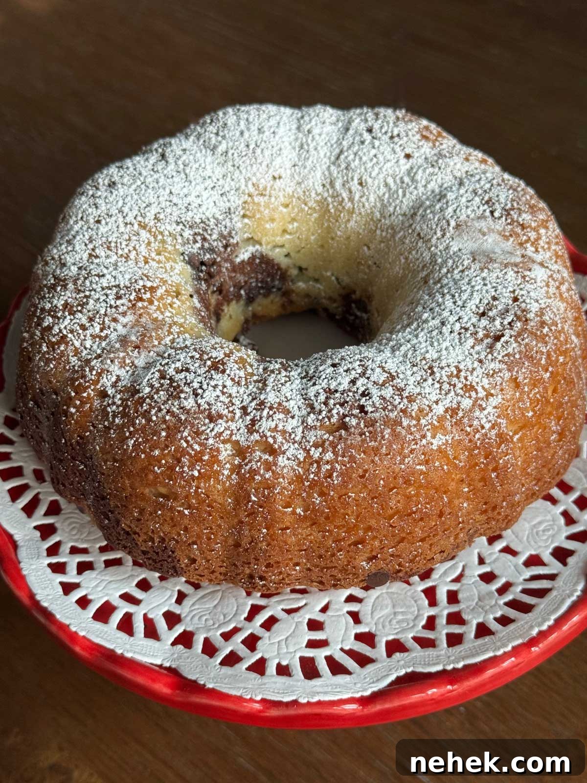 Moist Sour Cream Marble Bundt Cake with Chocolate-Vanilla Swirl 5 Moist Sour Cream Marble Cake inspired by a recipe in The Settlement Cookbook.