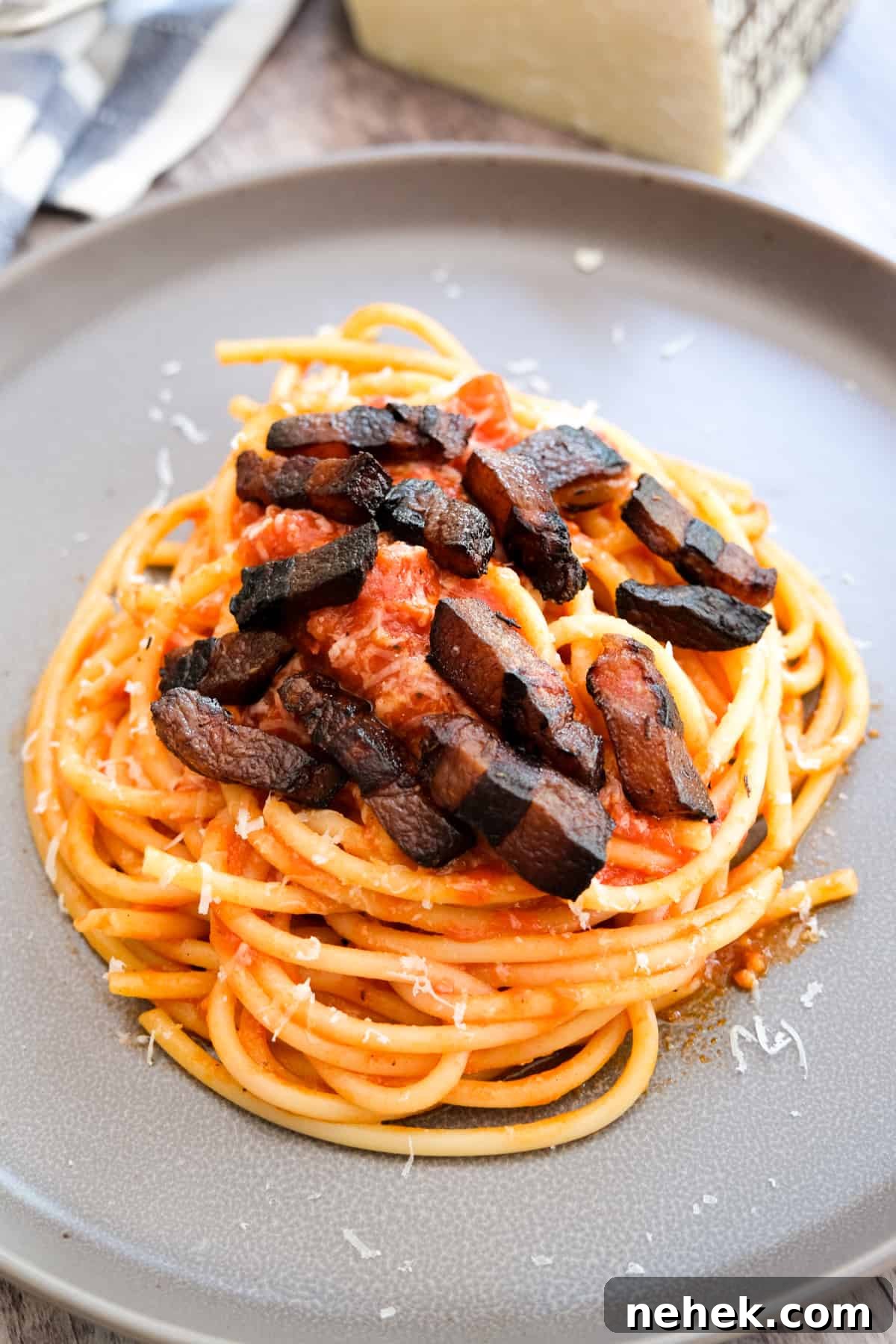 Authentic Bucatini Amatriciana Recipe 12 Bucatini amatriciana with guanciale and pecorino.