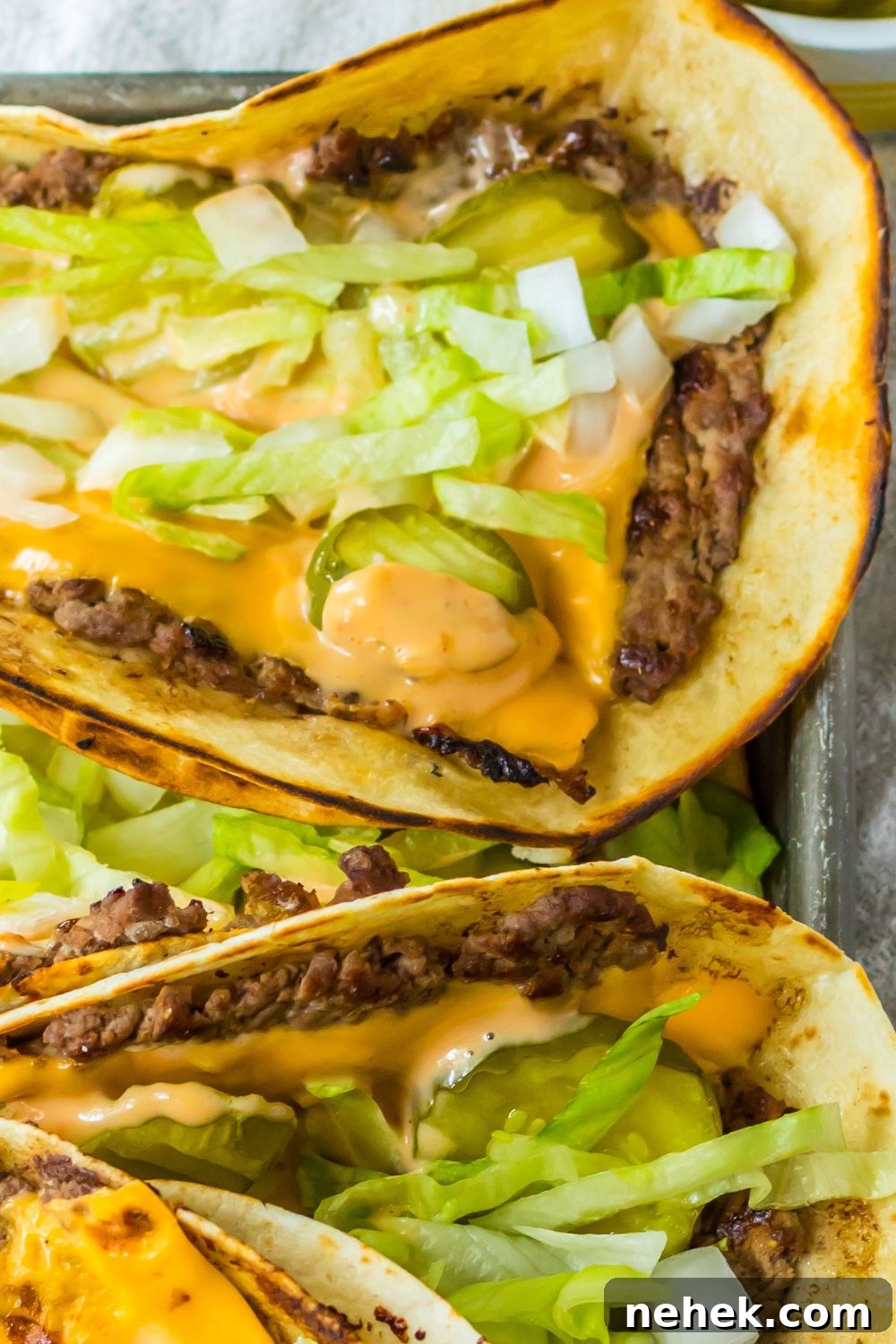 Big Mac Smash Tacos Recipe: Crispy Beef Tacos with Special Sauce 14 big mac smash tacos overhead image