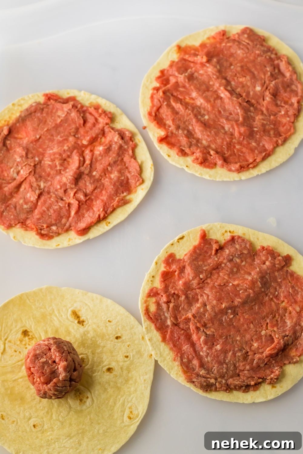 Big Mac Smash Tacos Recipe: Crispy Beef Tacos with Special Sauce 6 flour tortilla with burger smashed on the tortilla for smash tacos